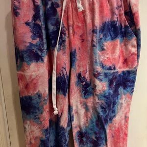 woman’s tie dye joggers.